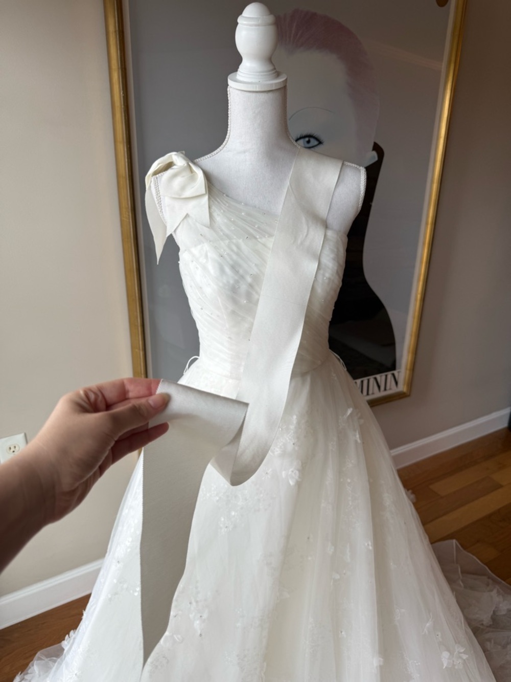White by Vera Wang Layered Tulle One Shoulder A-Line Wedding Dress - Picture 12 of 17